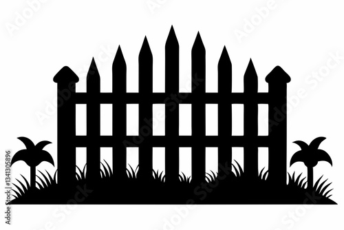 fence line art silhouette vector illustration