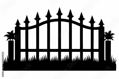 fence line art silhouette vector illustration