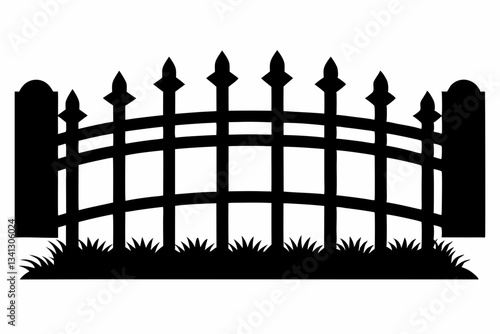 fence line art silhouette vector illustration