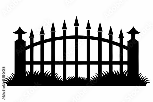 fence line art silhouette vector illustration