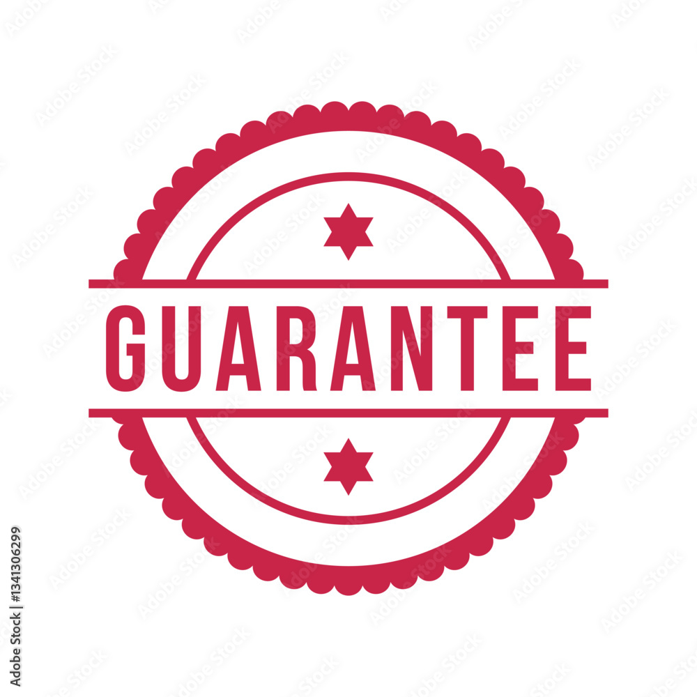 Obraz premium red guarantee rubber stamp, flat education label minimalist design for digital and print projects Graphic Design Icons Making a Huge Impact on Visual Aesthetics