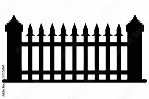fence line art silhouette vector illustration