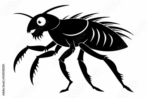 flea animal line art silhouette vector illustration