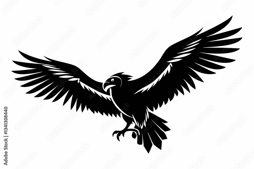 Fototapeta premium flying condor line art silhouette vector illustration