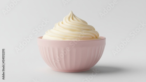 Elegant Pink Bowl with Creamy Whipped Topping Dessert