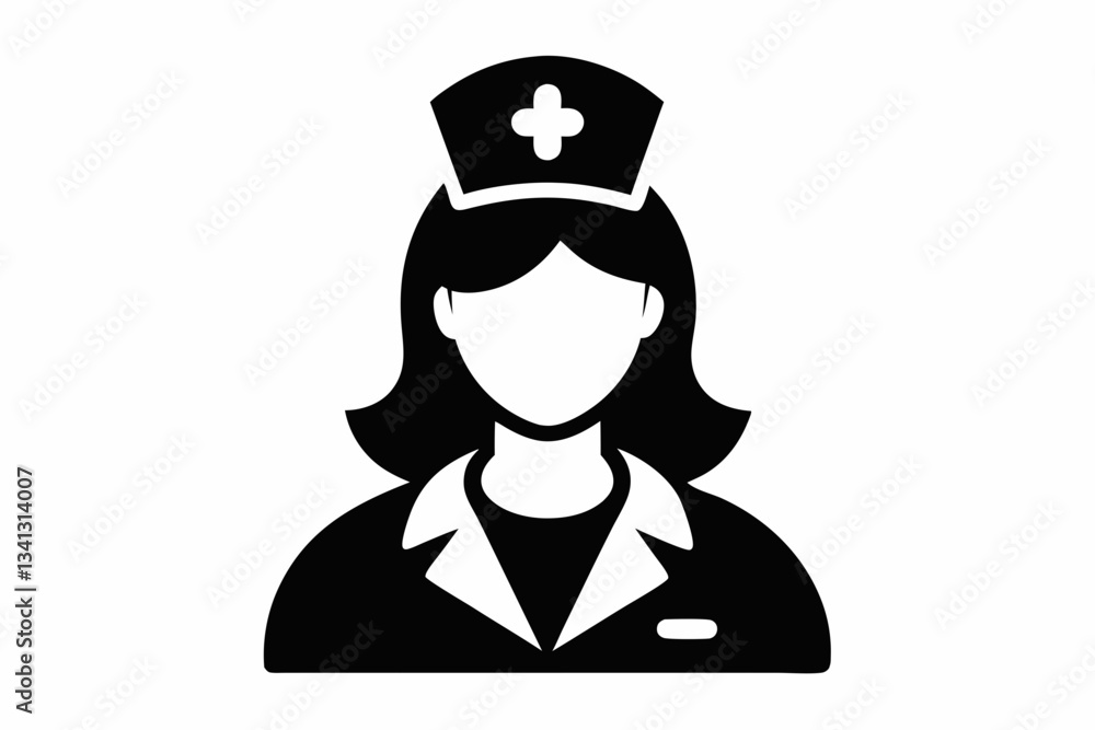 nurse icon line art silhouette vector illustration nurse icon line art silhouette vector illustration