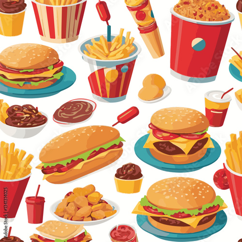 fastfood, fast, snack, food, meal, delicious, background, lunch, dinner, fat, american, burger, unhealthy, restaurant, meat, isolated, junk, menu, cheeseburger, tasty, set, hamburger, sandwich, cuisin