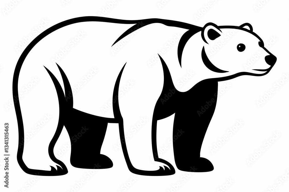 Fototapeta premium polar bear line art silhouette vector illustration