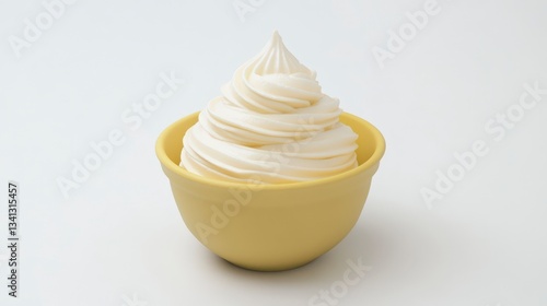 Whipped Frozen Yogurt in a Vibrant Yellow Bowl - A Delightful Summer Treat