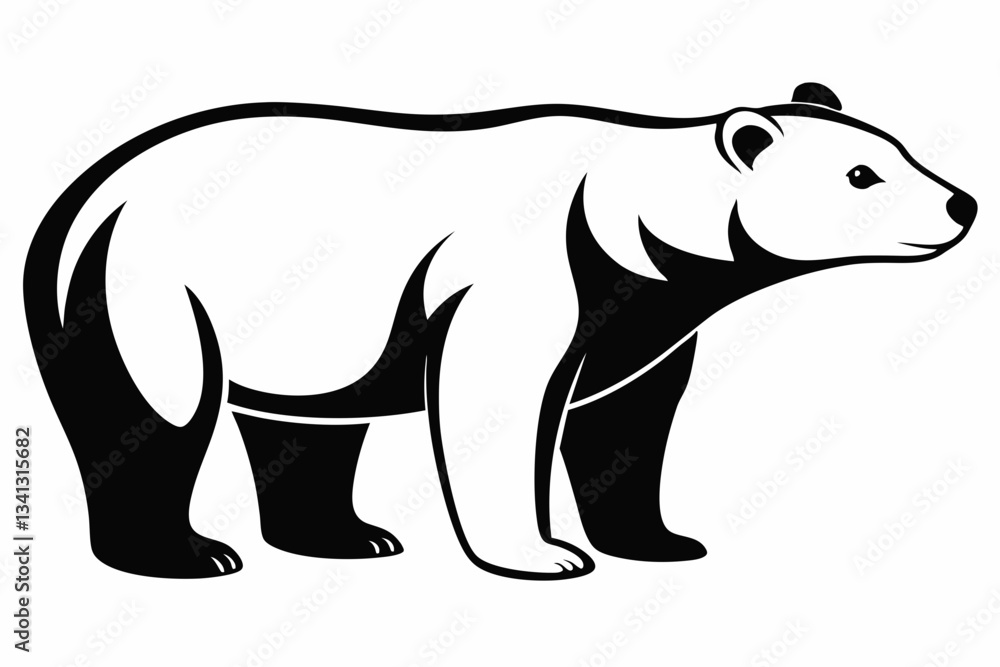 Fototapeta premium polar bear line art silhouette vector illustration
