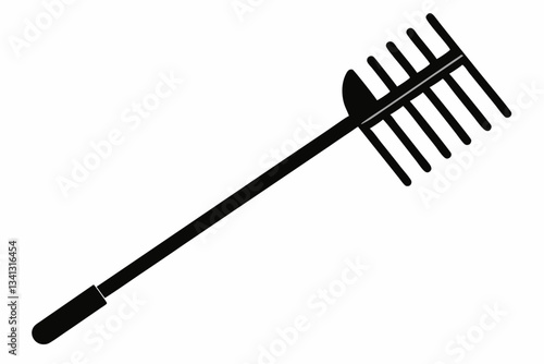 rake icon line art silhouette vector illustration