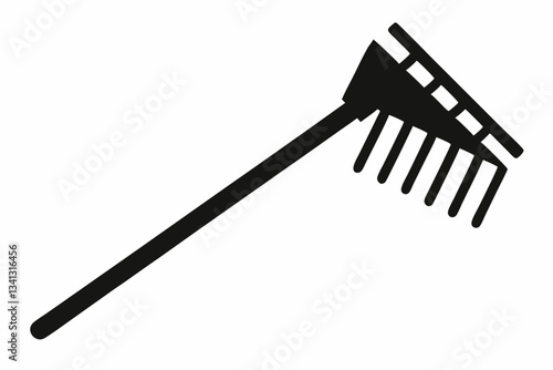 rake icon line art silhouette vector illustration