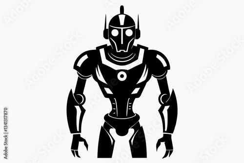robot cyborg line art silhouette vector illustration