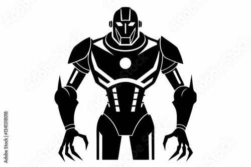 robot cyborg line art silhouette vector illustration