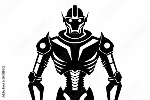 robot cyborg line art silhouette vector illustration