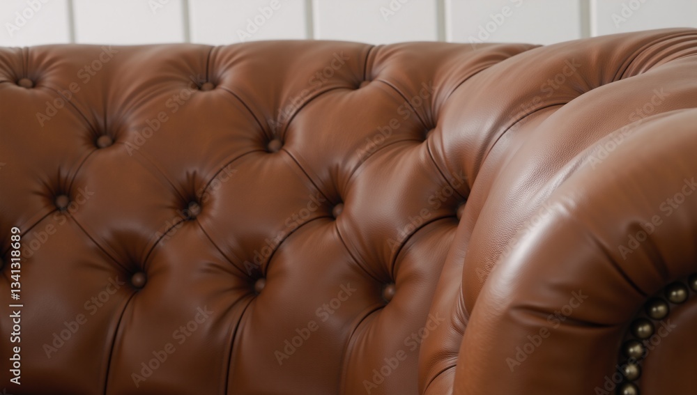 Naklejka premium Detailed shot of high-quality tufted leather upholstery