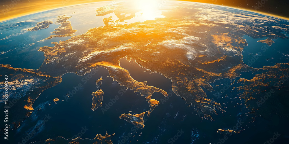 Obraz premium Sunrise Earth 3D Render