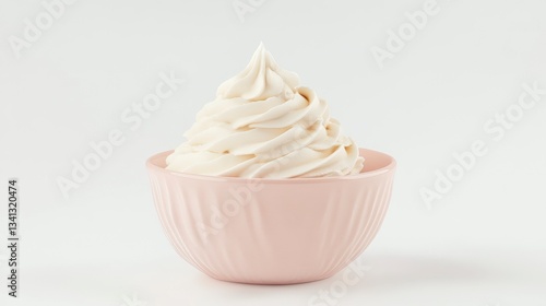 Pink Bowl Filled with Whipped Creamy Frozen Dessert