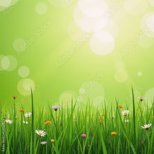 A vibrant textured representation of a lush green meadow for summer-themed print designs