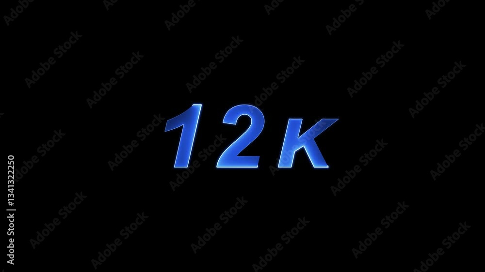 12K resolution sign icon with neon green color animation on a black background. 12K resolution sign icon with neon green color animation on a black background.