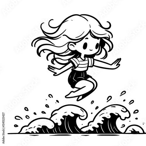 Wallpaper Mural Girl jumping over waves with joy at the beach Torontodigital.ca