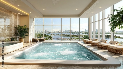 Wallpaper Mural Modern penthouse spa pool with city views Torontodigital.ca