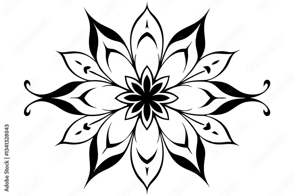 Fototapeta premium abstract floral ornament line art silhouette vector illustration