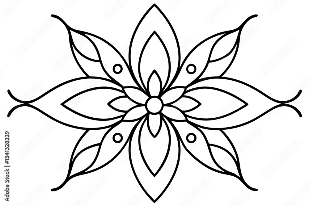 Fototapeta premium abstract floral ornament line art silhouette vector illustration