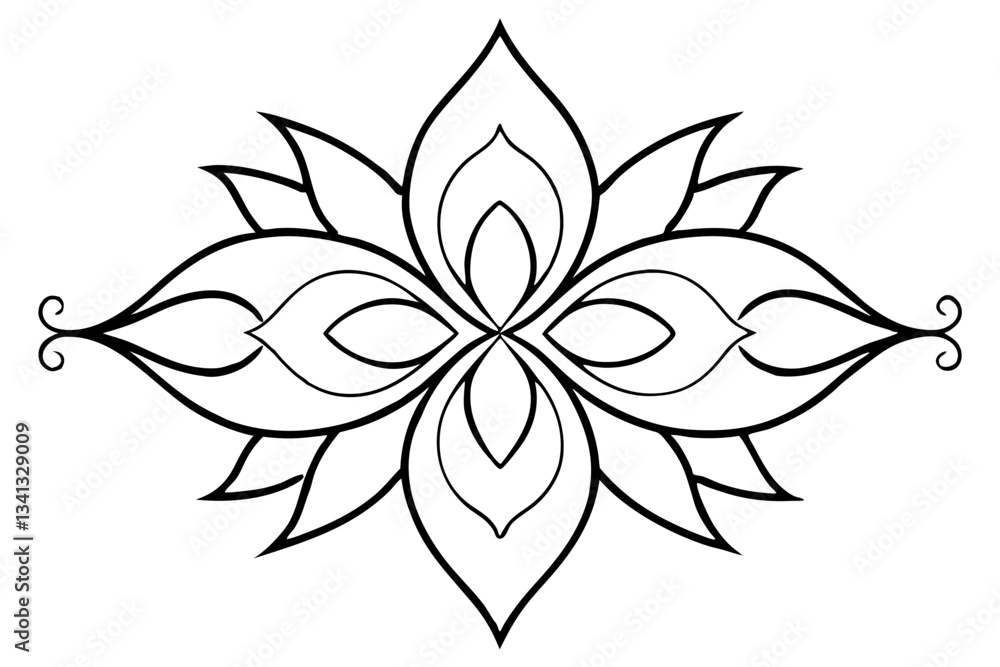 abstract floral ornament line art silhouette vector illustration abstract floral ornament line art silhouette vector illustration