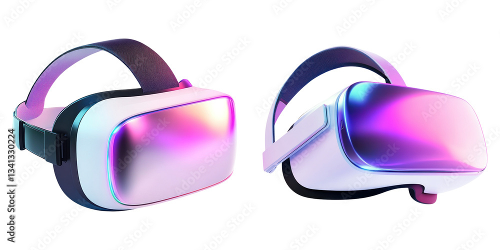 Sleek virtual reality headsets with futuristic design and vibrant colors Sleek virtual reality headsets with futuristic design and vibrant colors