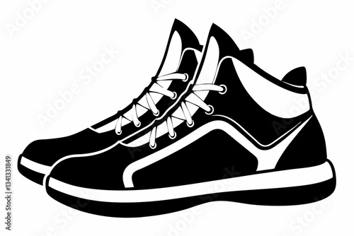 basketball shoes line art silhouette vector illustration