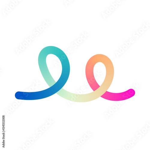 Colorful wavy gradient lines with fluid ribbon shapes, dynamic rainbow spiral pattern