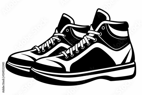 basketball shoes line art silhouette vector illustration