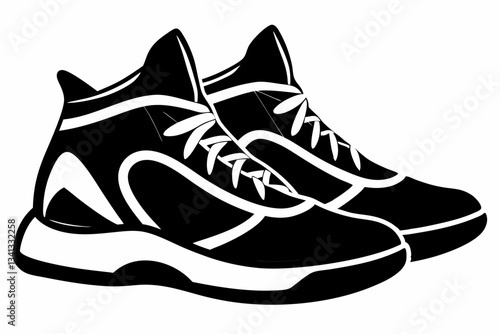 basketball shoes line art silhouette vector illustration