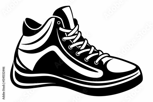 basketball shoes line art silhouette vector illustration
