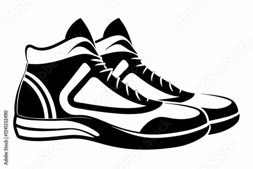 basketball shoes line art silhouette vector illustration