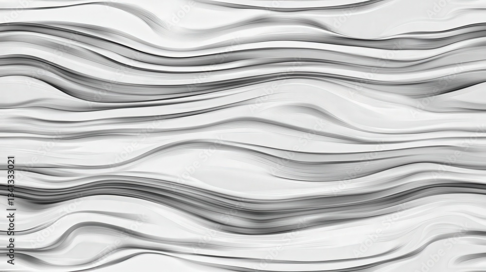 Fototapeta premium Stunning Abstract Gray and White Wavy Lines Art. A mesmerizing blend of gray and white lines creates a captivating visual experience. A perfect piece for any modern space.