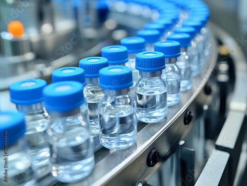 Pharmaceutical Vials on an Automated Production Line in a Modern Facility