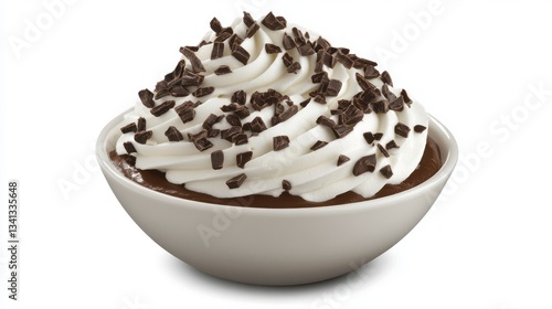 Chocolate Pudding Dessert with Whipped Cream and Chocolate Chips