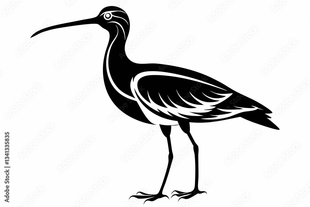 Obraz premium curlew line art silhouette vector illustration