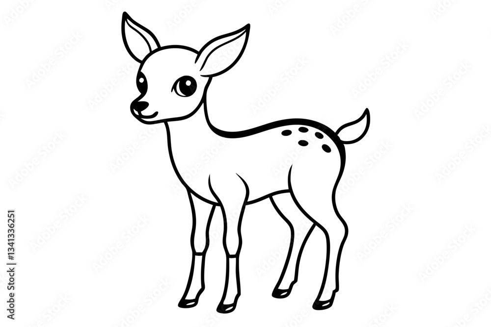 Fototapeta premium cute deer line art silhouette vector illustration