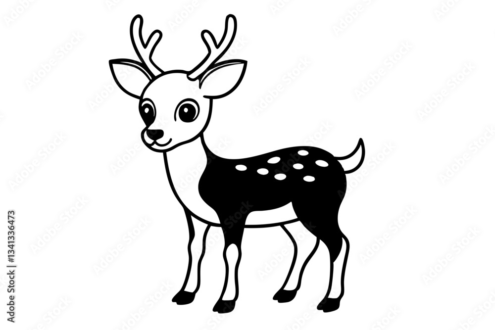 cute deer line art silhouette vector illustration cute deer line art silhouette vector illustration
