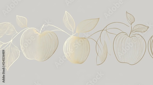Golden Apple and Leaf Border Design: A Sophisticated Floral Pattern