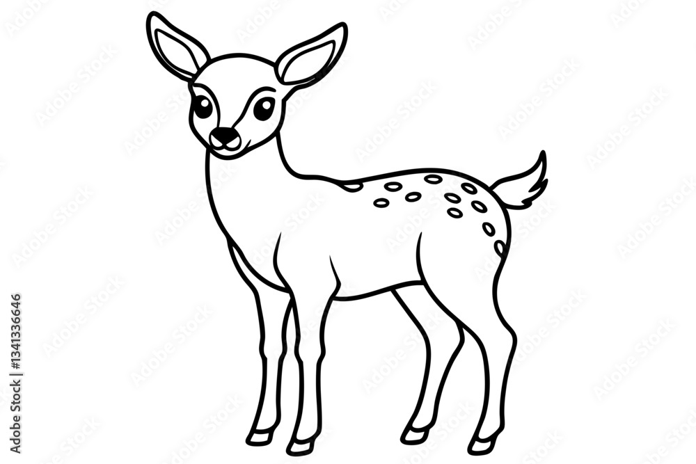 Fototapeta premium cute deer line art silhouette vector illustration