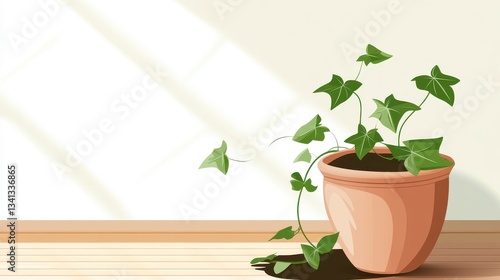 Elegant Indoor Ivy Plant in a Terracotta Pot - A Charming Home Decor Illustration