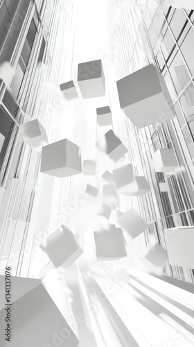 Abstract Architecture: Floating Cubes in a Modern City