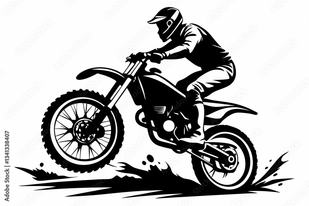 dynamic dirt bike rider line art silhouette vector illustration dynamic dirt bike rider line art silhouette vector illustration