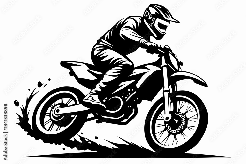 dynamic dirt bike rider line art silhouette vector illustration dynamic dirt bike rider line art silhouette vector illustration