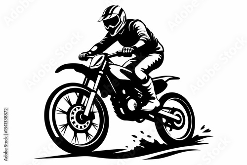 dynamic dirt bike rider line art silhouette vector illustration
