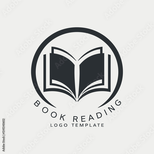 Illustrative Logo of Book with Feather Symbolizing Knowledge and Elegance